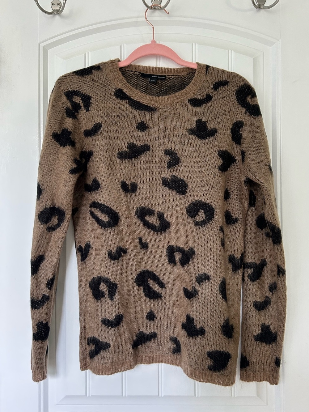 Fuzzy leopard print sweater